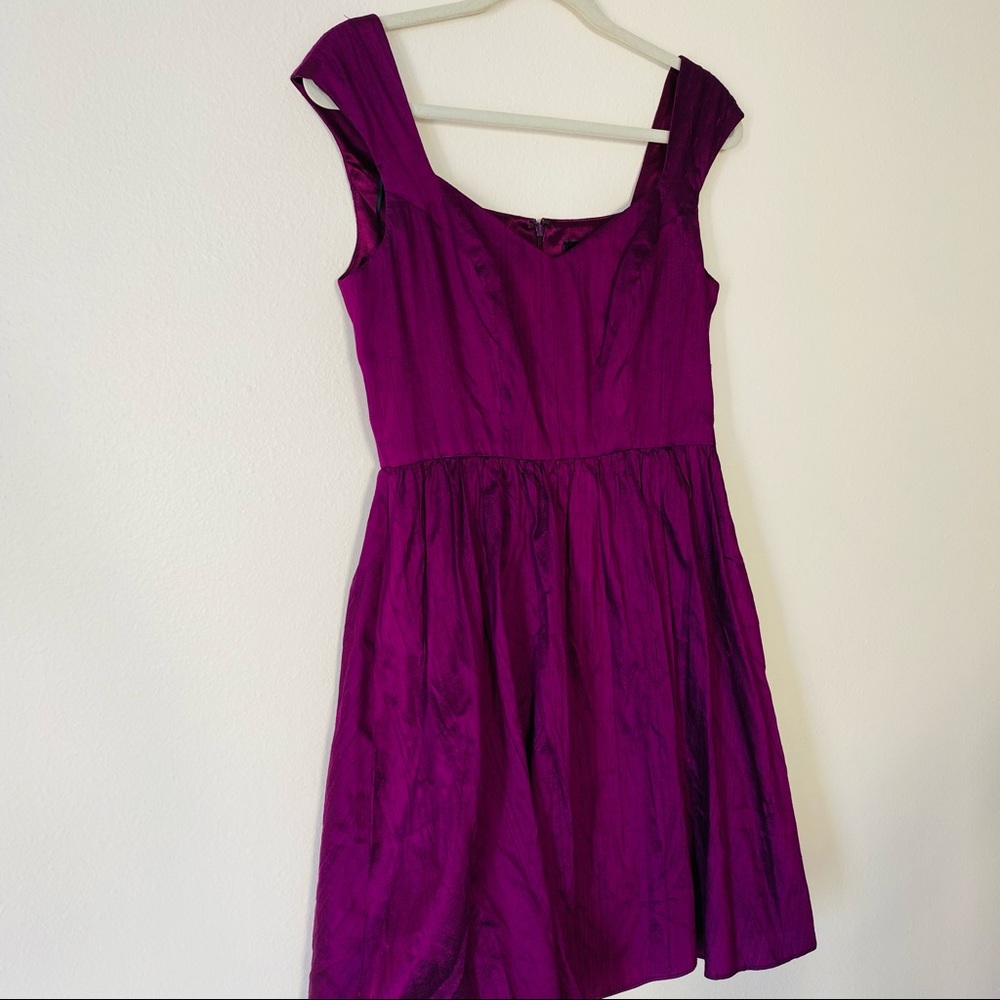 ABS Allen Schwartz A-Line tulle sleeveless Ruched 100% Silk Mini Dress - Picture 6 of 9